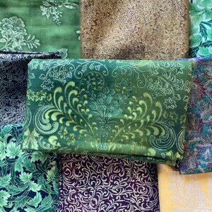 Gold metallics on green and other colors